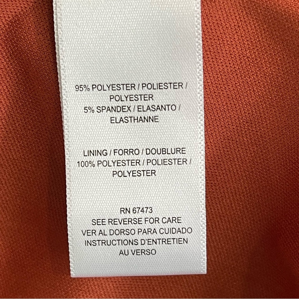 TAYLOR Womens Halter Maxi Dress Size 12 Rust Ivory Asymmetrical Hem - Picture 9 of 10